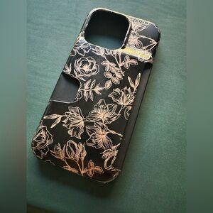 Velvet Caviar Floral Black and Gold iPhone 14 pro Case wallet